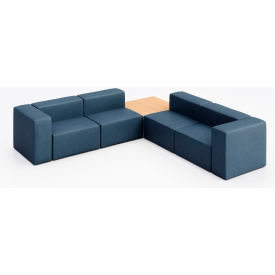 KFI Studios Conversa 4 Person Corner Sofa with Natural Occasional Table Dillon Ocean Vinyl 8000-SET7-Dillon-Ocean-WH-10776