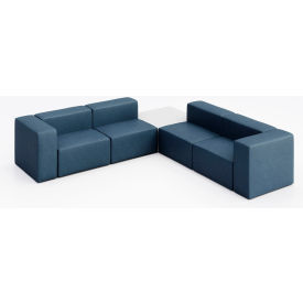 KFI Studios Conversa 4 Person Corner Sofa with White Occasional Table Dillon Ocean Vinyl 8000-SET7-Dillon-Ocean-WH-D354