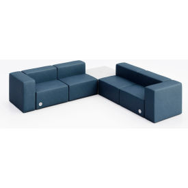 KFI Studios Conversa 4 Person Corner Sofa with White Table & Power Outlet Dillon Ocean Vinyl 8000-SET7-Dillon-Ocean-WH-D354-3-COVR2UGW