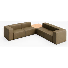 KFI Studios Conversa 4 Person Corner Sofa with Natural Occasional Table Dillon Safari Vinyl 8000-SET7-Dillon-Safari-WH-10776