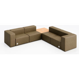 KFI Studios Conversa 4 Person Corner Sofa with Natural Table & Power Outlet Dillon Safari Vinyl 8000-SET7-Dillon-Safari-WH-10776-3-COVR2UGW