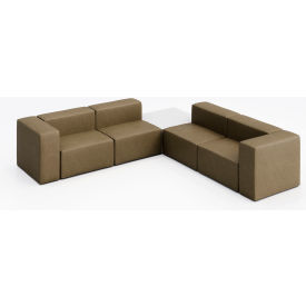 KFI Studios Conversa 4 Person Corner Sofa with White Occasional Table Dillon Safari Vinyl 8000-SET7-Dillon-Safari-WH-D354