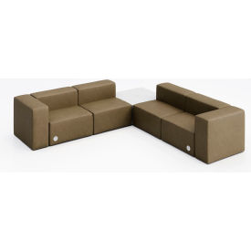 KFI Studios Conversa 4 Person Corner Sofa with White Table & Power Outlet Dillon Safari Vinyl 8000-SET7-Dillon-Safari-WH-D354-3-COVR2UGW