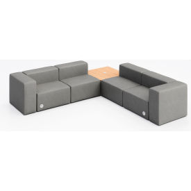 KFI Studios Conversa 4 Person Corner Sofa with Natural Table & Power Outlet Dillon Steel Vinyl 8000-SET7-Dillon-Steel-WH-10776-3-COVR2UGW
