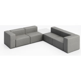 KFI Studios Conversa 4 Person Corner Sofa with White Occasional Table Dillon Steel Vinyl 8000-SET7-Dillon-Steel-WH-D354