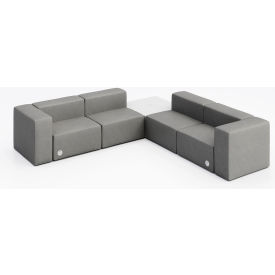 KFI Studios Conversa 4 Person Corner Sofa with White Table & Power Outlet Dillon Steel Vinyl 8000-SET7-Dillon-Steel-WH-D354-3-COVR2UGW