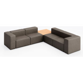 KFI Studios Conversa 4 Person Corner Sofa with Natural Occasional Table Dillon Storm Vinyl 8000-SET7-Dillon-Storm-WH-10776