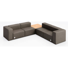 KFI Studios Conversa 4 Person Corner Sofa with Natural Table & Power Outlet Dillon Storm Vinyl 8000-SET7-Dillon-Storm-WH-10776-3-COVR2UGW