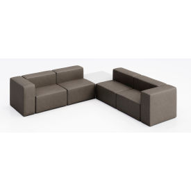 KFI Studios Conversa 4 Person Corner Sofa with White Occasional Table Dillon Storm Vinyl 8000-SET7-Dillon-Storm-WH-D354