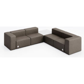 KFI Studios Conversa 4 Person Corner Sofa with White Table & Power Outlet Dillon Storm Vinyl 8000-SET7-Dillon-Storm-WH-D354-3-COVR2UGW