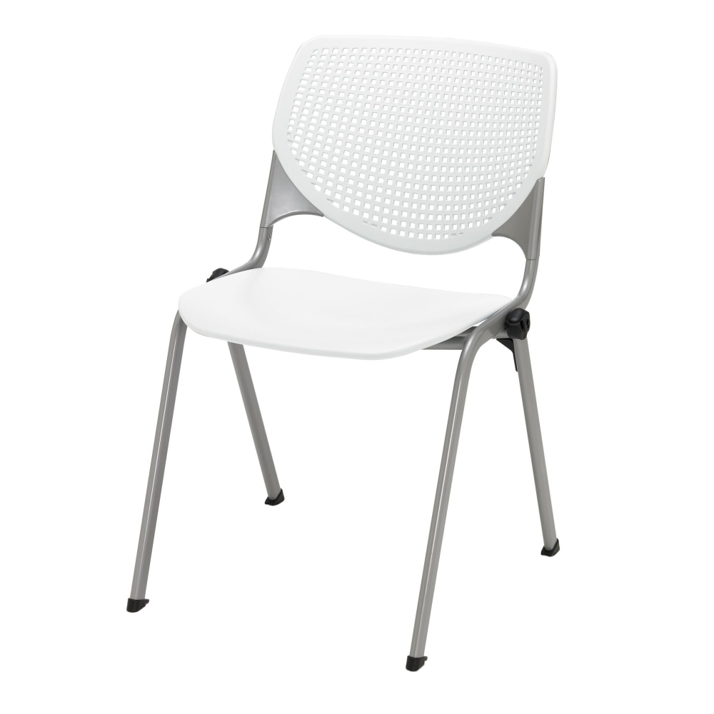 KFI Studios KOOL Stacking Chair, White/Silver MPN:2300-P08WHITE