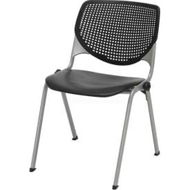 KFI Stack Chair with Perforated Back - Plastic Seat - Black - KOOL Series 2300-P10 - Pkg Qty 4