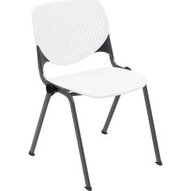 KFI Studios Kool Armless Stacking Chair Polypropylene White Seat/Black Frame 2300SB-P08