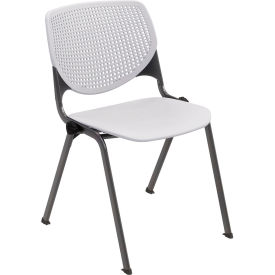 KFI Studios Kool Armless Stacking Chair Polypropylene Light Gray Seat/Black Frame 2300SB-P13