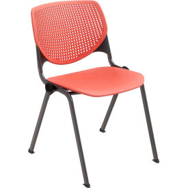 KFI Studios Kool Armless Stacking Chair Polypropylene Coral Seat/Black Frame 2300SB-P41