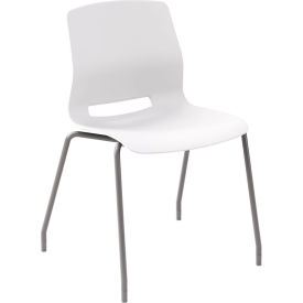 KFI Studios Imme Armless Stacking Chair Polypropylene White Seat/Silver Frame 2700SL-P08