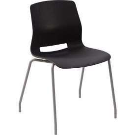 KFI Studios Imme Armless Stacking Chair Polypropylene Black Seat/Silver Frame 2700SL-P10