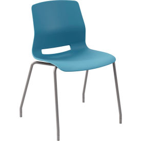 KFI Studios Imme Armless Stacking Chair Polypropylene Sky Blue Seat/Silver Frame 2700SL-P35