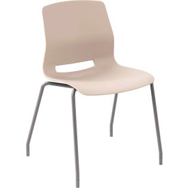 KFI Studios Imme Armless Stacking Chair Polypropylene Moonbeam Seat/Silver Frame 2700SL-P45