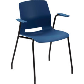 KFI Studios Imme Stacking Chair with Fixed Arms Polypropylene Navy Seat/Black Frame 2701BK-P03