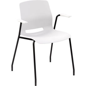 KFI Studios Imme Stacking Chair with Fixed Arms Polypropylene White Seat/Black Frame 2701BK-P08