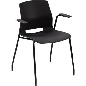 KFI Studios Imme Stacking Chair with Fixed Arms Polypropylene Black Seat/Frame 2701BK-P10