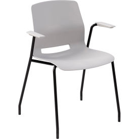 KFI Studios Imme Stacking Chair with Fixed Arms Polypropylene Light Gray Seat/Black Frame 2701BK-P13
