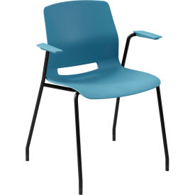 KFI Studios Imme Stacking Chair with Fixed Arms Polypropylene Sky Blue Seat/Black Frame 2701BK-P35