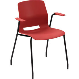 KFI Studios Imme Stacking Chair with Fixed Arms Polypropylene Coral Seat/Black Frame 2701BK-P41