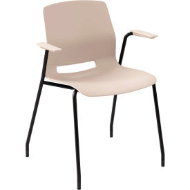 KFI Studios Imme Stacking Chair with Fixed Arms Polypropylene Moonbeam Seat/Black Frame 2701BK-P45