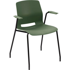 KFI Studios Imme Stacking Chair with Fixed Arms Polypropylene Slate Green Seat/Black Frame 2701BK-P50