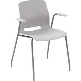 KFI Studios Imme Stacking Chair with Fixed Arms Polypropylene Light Gray Seat/Silver Frame 2701SL-P13