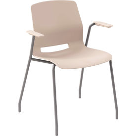 KFI Studios Imme Stacking Chair with Fixed Arms Polypropylene Moonbeam Seat/Silver Frame 2701SL-P45