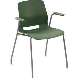 KFI Studios Imme Stacking Chair with Fixed Arms Polypropylene Slate Green Seat/Silver Frame 2701SL-P50