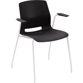 KFI Studios Imme Stacking Chair with Fixed Arms Polypropylene Black Seat/White Frame 2701WH-P10