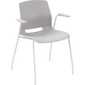 KFI Studios Imme Stacking Chair with Fixed Arms Polypropylene Light Gray Seat/White Frame 2701WH-P13