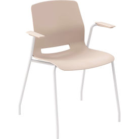 KFI Studios Imme Stacking Chair with Fixed Arms Polypropylene Moonbeam Seat/White Frame 2701WH-P45