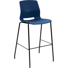 KFI Studios Imme Armless Stacking Bar Stool Polypropylene Navy Seat/Black Frame BR2700BK-P03