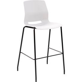 KFI Studios Imme Armless Stacking Bar Stool Polypropylene White Seat/Black Frame BR2700BK-P08
