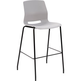 KFI Studios Imme Armless Stacking Bar Stool Polypropylene Light Gray Seat/Black Frame BR2700BK-P13