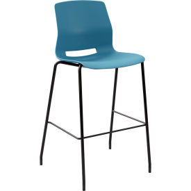 KFI Studios Imme Armless Stacking Bar Stool Polypropylene Sky Blue Seat/Black Frame BR2700BK-P35