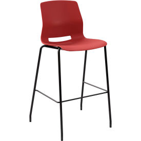 KFI Studios Imme Armless Stacking Bar Stool Polypropylene Coral Seat/Black Frame BR2700BK-P41