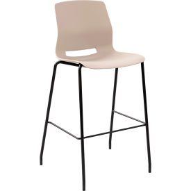 KFI Studios Imme Armless Stacking Bar Stool Polypropylene Moonbeam Seat/Black Frame BR2700BK-P45