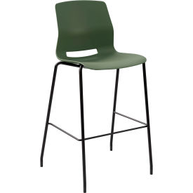 KFI Studios Imme Armless Stacking Bar Stool Polypropylene Slate Green Seat/Black Frame BR2700BK-P50