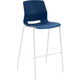 KFI Studios Imme Armless Stacking Bar Stool Polypropylene Navy Seat/White Frame BR2700WH-P03