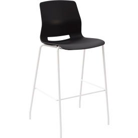 KFI Studios Imme Armless Stacking Bar Stool Polypropylene Black Seat/White Frame BR2700WH-P10