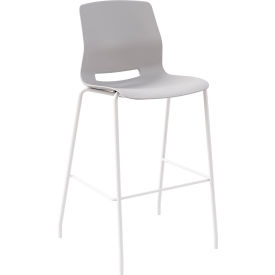 KFI Studios Imme Armless Stacking Bar Stool Polypropylene Light Gray Seat/White Frame BR2700WH-P13