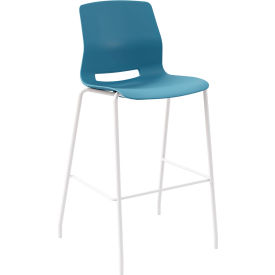 KFI Studios Imme Armless Stacking Bar Stool Polypropylene Sky Blue Seat/White Frame BR2700WH-P35