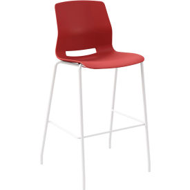 KFI Studios Imme Armless Stacking Bar Stool Polypropylene Coral Seat/White Frame BR2700WH-P41