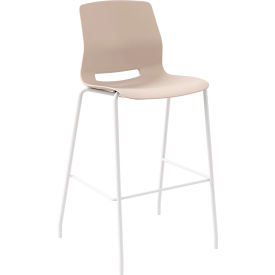 KFI Studios Imme Armless Stacking Bar Stool Polypropylene Moonbeam Seat/White Frame BR2700WH-P45